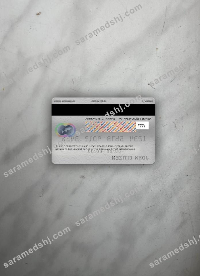 Lithuania (Litva) Citadele bank mastercard photolook back